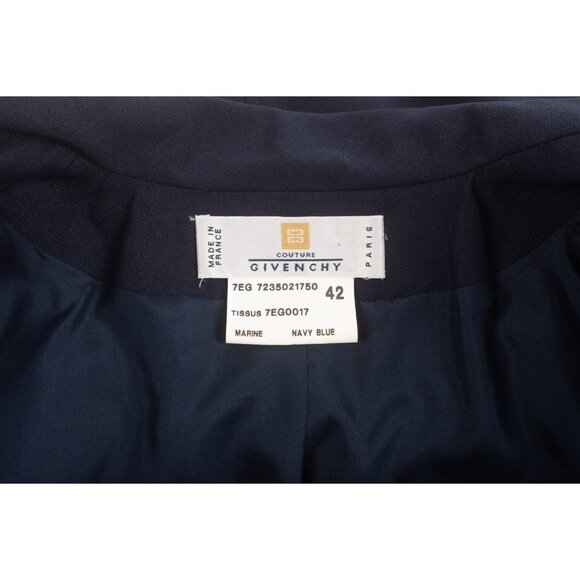 Givenchy Couture Vintage Womens Blazer Jacket Navy Blue Size 42 US 10 Wool Silk - Picture 6 of 6